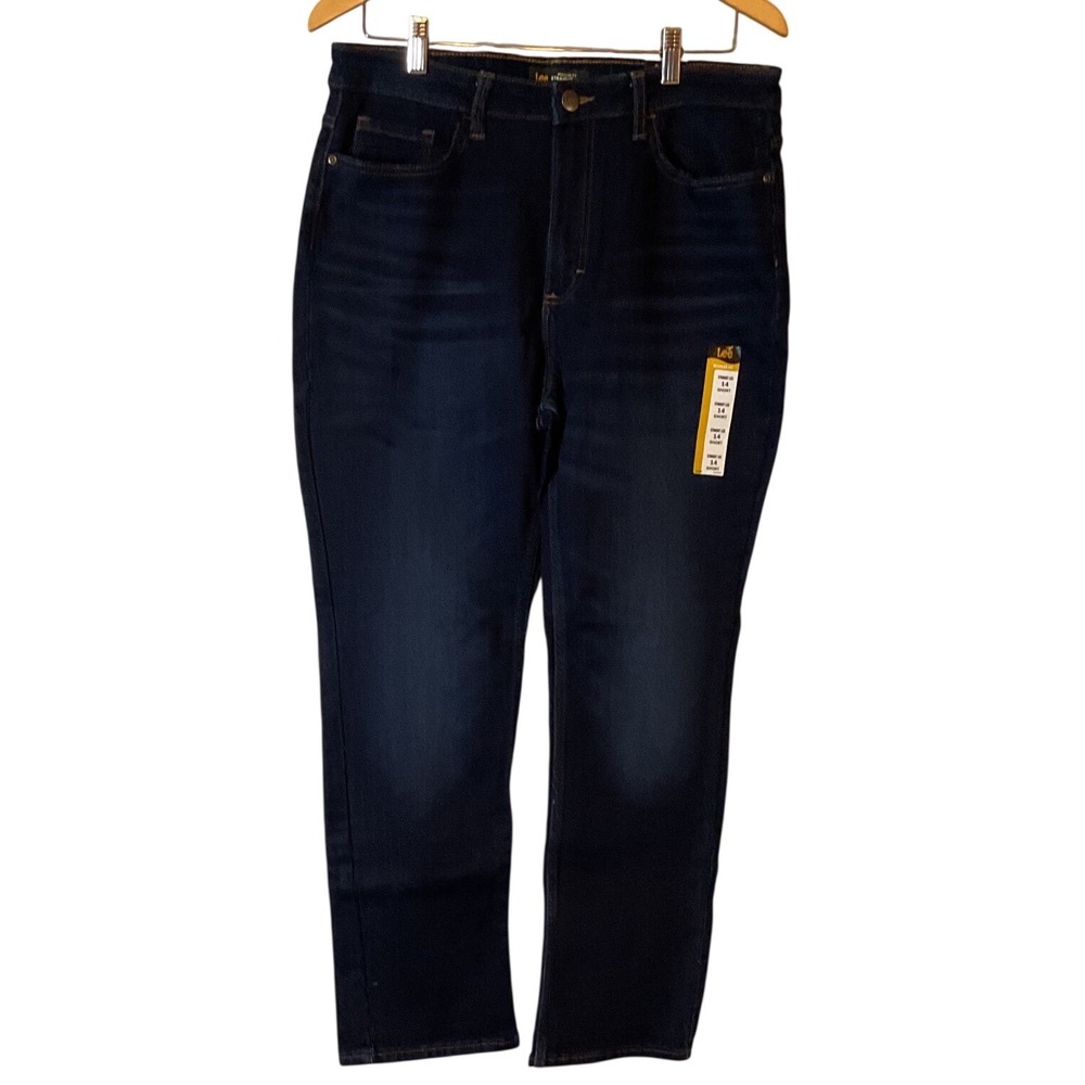 Lee Regular Fit Straight Leg High Rise Jeans Nightshade Dark Wash 14 Short NWT
